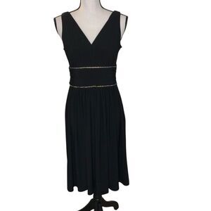 Vtg Scarlett Black Empire Waist Rhinestone Embellished Dress Sz 10 Whimsygoth